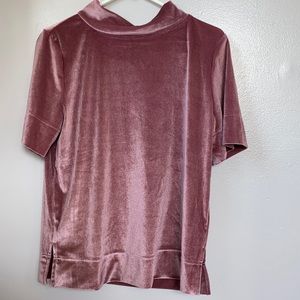 Anthropologie Velvet Pink Mock Neck Top